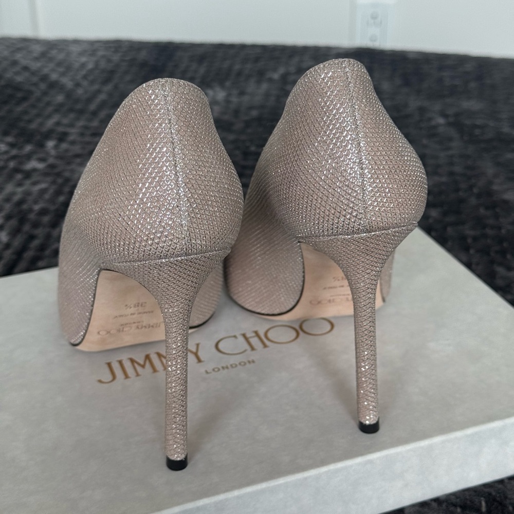Jimmy Choo Women's Pumps - Ballet Pink Glitter Mesh on Suede, 38.5 NWT - Picture 3 of 8